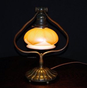 Original Tiffany Studios Desk Lamp with Quezal Shade